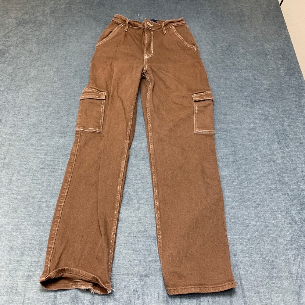 Hollister Dad Jeans Womens 0R 24x31 Brown Denim Vintage Stretch Ultra High Rise